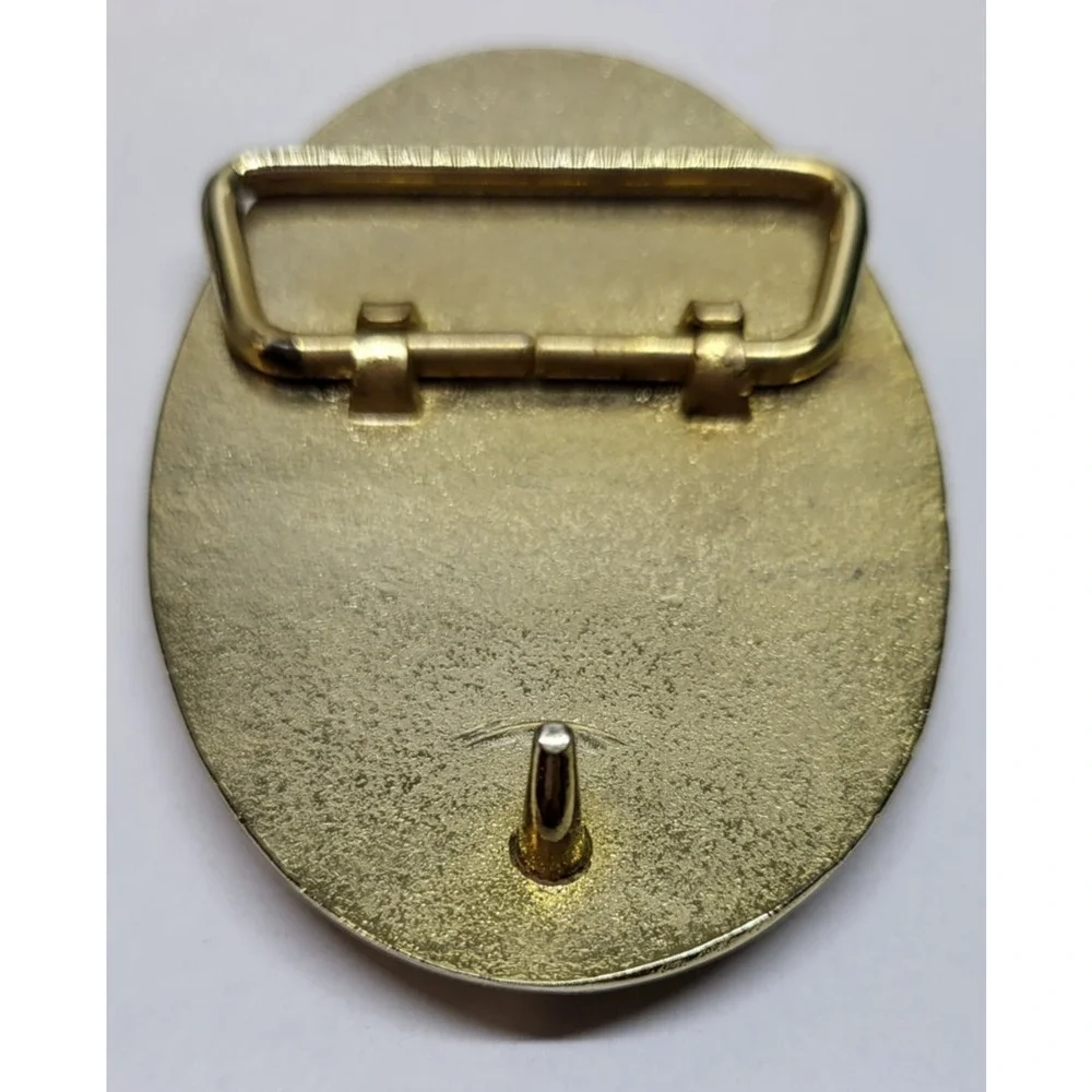 Vintage Women's Gold Tone Tiger-Stripe Glossy Wood Grain Oval Belt Buckle 2.75
